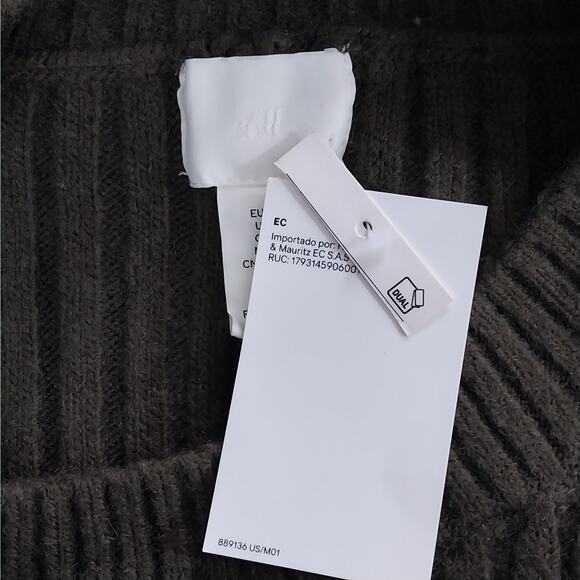 H&M! PLUSH, SNUGGLY KHAKI GREEN KNIT, MIDI LENGTH, SWEATER DRESS! SZ XL - Picture 11 of 13